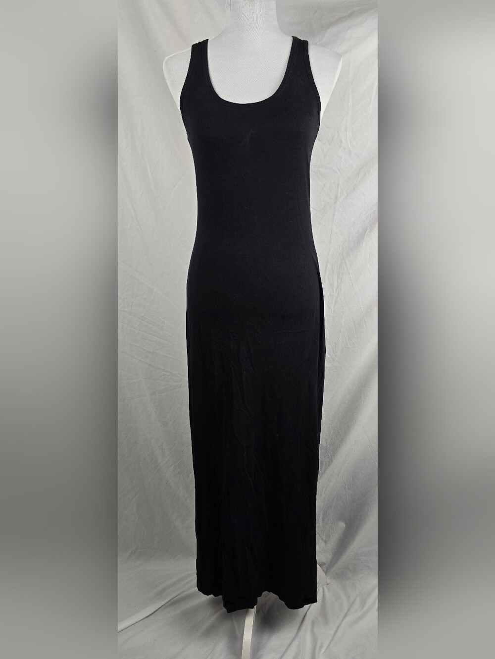 Pact Apparel Supersoft Organic Cotton Black Minimalist Long Maxi Tank Dress sz M